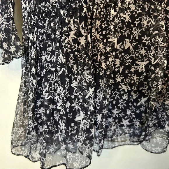 Love Shack Fancy Scarlett Evening Star Print Chiffon Ruched Mini Dress Size L - Picture 4 of 10